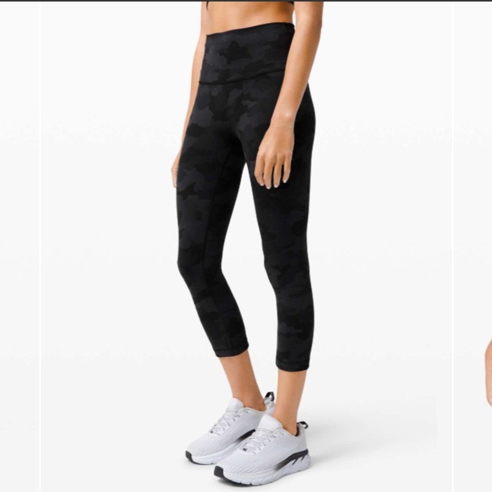 Lululemon Wunder train high rise crop leggings camo size 6 21”